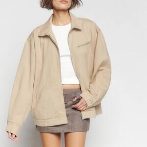 Reformation Marco Bomber‎ Jacket Marzipan Beige Size Large